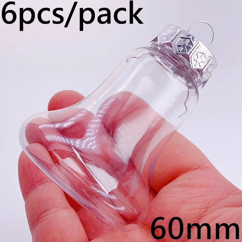 6 Pieces x DIY Shatterproof Transparent Home Christmas Decoration Bauble Ornament 80mm Plastic Window Opening Ball