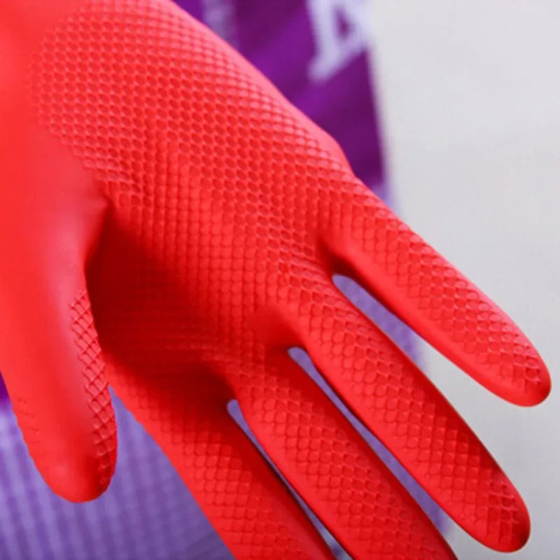 Flexible Comfortable Rubber Clean Gloves Red Dish Lady Washing Long   Home Bathroom Cleaning Kitchen Accessories