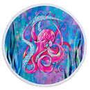 Summer Round Beach Towels Undersea Octopus Circle Bath Shower Towel With Drawstring Storage Bag Yoga Mat Blanket toalla playa