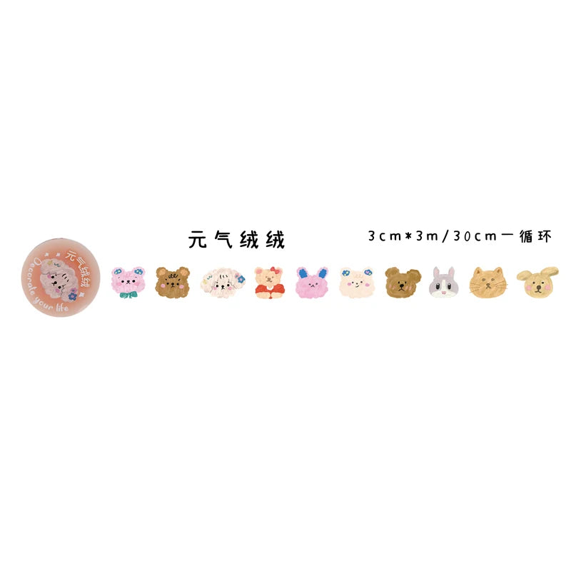 1 Roll Cute Cartoon Washi Tape Student DIY Stationery Decoration Stickers Suitable for Photo Albums,Diaries,Cups,Scrapbook