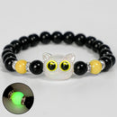 Creative Cute Big Eye Cat Luminous Bracelets For Women Animal Pendant Beaded Hand Chain Friendship Couple Bracelet Jewelry Gifts