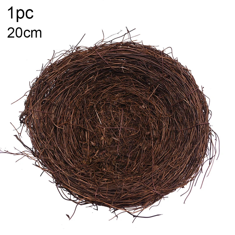 8-25cm Round Rattan Bird Nest Easter Decoration Bunny Eggs Artificial Vine Nest For Home Garden Decor Happy Easter Party Supply