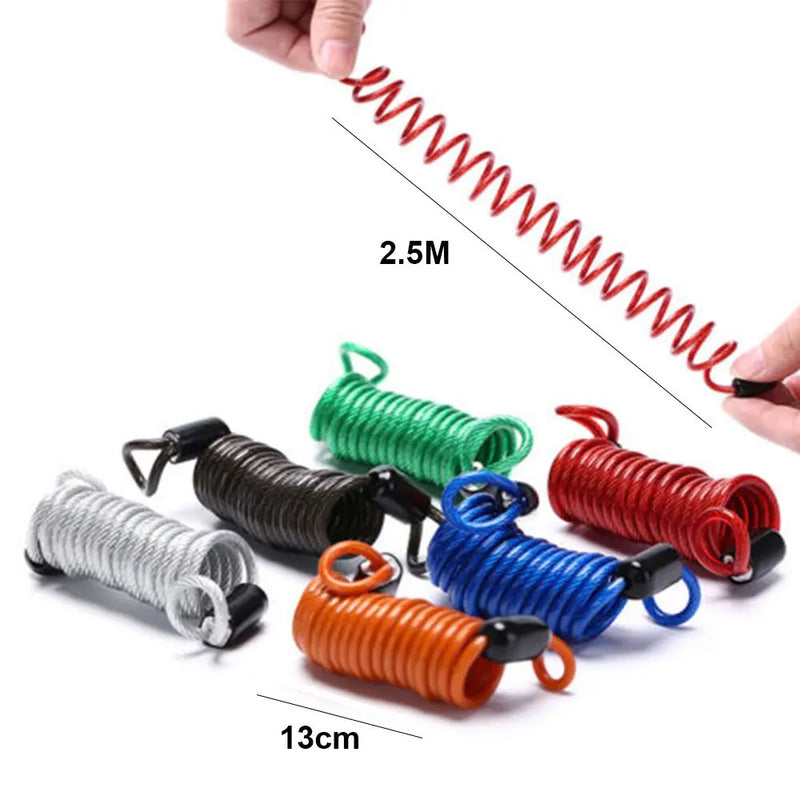 2.5m Safety Disc Brake Helmet Wire Bicycle Lock Rope Anti-theft Security Reminder Motorcycle Alarm Bold Spring Cable