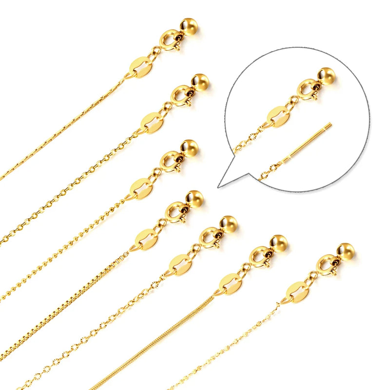 LUXUSTEEL Thin Chain Sliding Clasp Beaded Necklace For Women Rolo Snake Box Link Adjustable Trendy DIY Jewelry Wholesale 2022