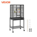 VEVOR 52/54 Zoll großer Vogelkäfig aus Kohlenstoffstahl mit Rollständer und Ablage für Sittiche, Kakadus, Papageien
