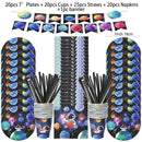 Space Astronaut Birthday Disposable Tableware Space Universe Plates Cups Napkins Banner Boys Outer Space Theme Party Decoration