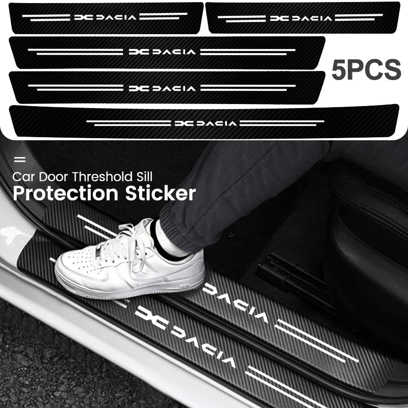 5Pcs Carbon Fiber Car Threshold Scratch Protection Sticker For Dacia Duster Logan Lodgy Jogger Spring Sandero Stepway Dokker MCV