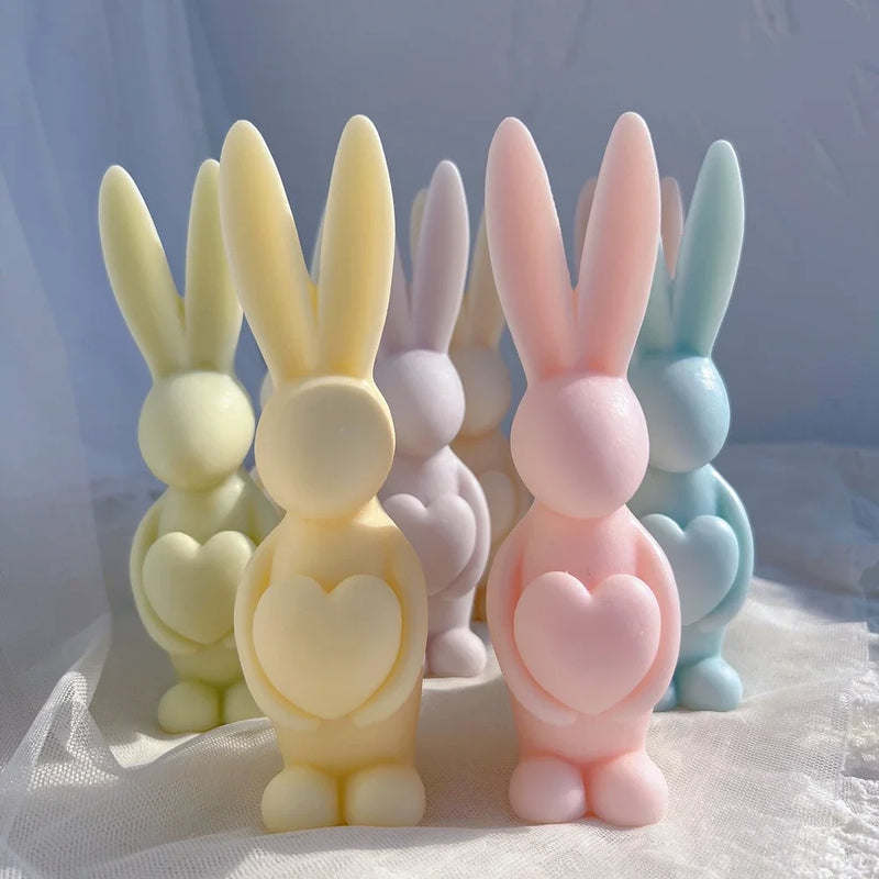 Egg Bunny Silicone Mold Long Eared Rabbit Silicone Candle Molds Heart Animal Wax Mould Easter Home Decor