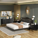 Black 6 Drawer Dresser for Bedroom, Wood Chest of Drawers with Metal Legs, Modern Storage Dresser Chest Cabinet Organizer