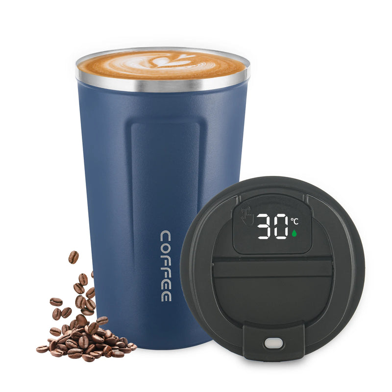 Stainless Steel Vacuum Insulated Travel Coffee Mug, Led Temperature Display Insulated Tumbler, Leak Proof with Lid 510ML