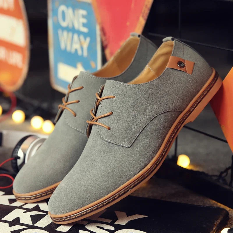 Suede Leather Men Shoes Oxford Casual  Classic Sneakers Comfortable Footwear Dress  Large Size Flats