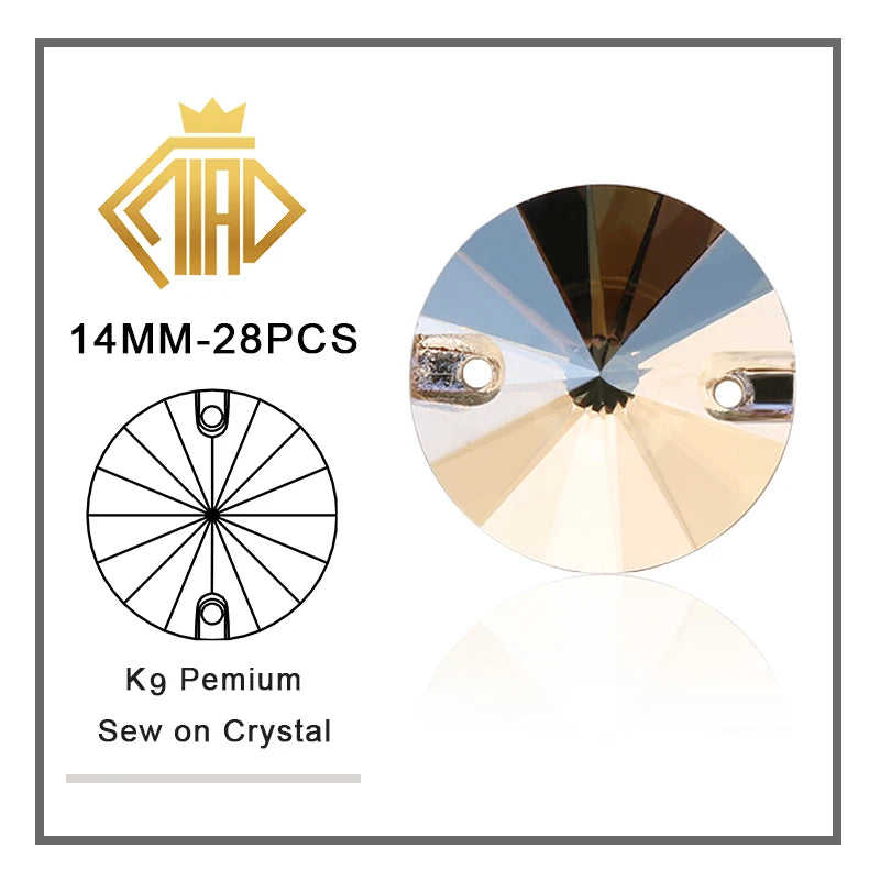 Gold Shadow Sew-on Rhinestone Needlework Champagne Multi-shape High Quality Crystal Glass For Garment Wedding Dress Decoration