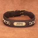 Personalized Dog Collar Durable Leather Dogs ID Collars With Anti-lost Name Tag Chain Accessories for Small Medium Large Dogs