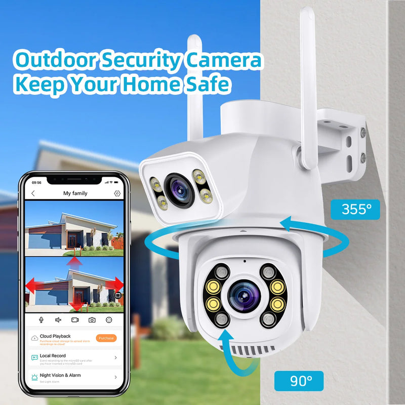 4K 8MP Outdoor Night Vision Dual Screen PTZ Wifi Camera Surveillance IP Camera Human Detection 4MP Security Protection CCTV