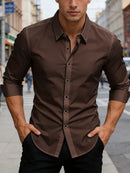 FGKKS New Men Shirts Brand Fashion Quality Smart Business Four Season Long Sleeve Casual Patchwork Elastic Male Dress Shirt