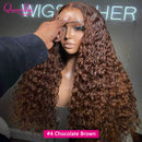 30inch Curly Burgundy 13x6 Hd Lace Frontal Wig 99J Colored Human Hair Wigs for Women Chocolate Brown Deep Curly Lace Front Wig