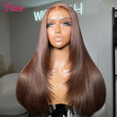 34 Inch Chocolate Brown Lace Front Wig Human Hair Straight 13x4 Lace Frontal Wig for Fashion People Pre Plucked Human Hair Wig