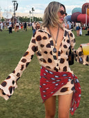 Nibber Music Festival Silk Scarf Strap Patchwork Dress Women Sexy Single-Breasted Full Sleeve Polka Dot Print Hottie Bodycon