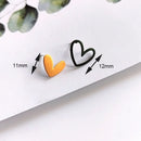 Trend Asymmetric Hollow Heart Earrings for Women Beautiful Girl Cute Party Jewelry Korean Yellow Blue Sweet Stud Earrings B-47