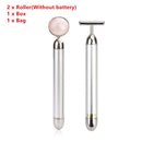Energy Beauty Bar 24k Golden Vibrating Facial Roller Massager Face Lifting Anti-wrinkle Skin Care Gemstone Roller Ball Set Box