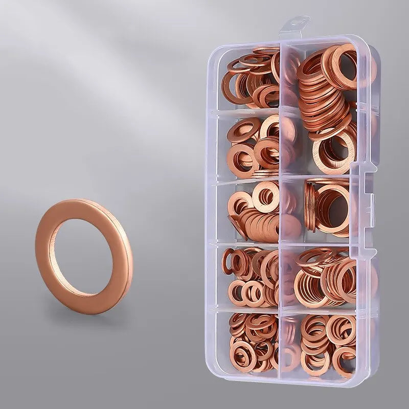 200pcs Purple Copper Gasket M5 M6 M8 M10 M12 M14 O-ring Purple Copper Gasket Set Oil Plugging Sealing Fittings