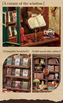 CUTEBEE DIY Book Nook Kit Miniature Dollhouse with Light Wooden Bookshelf Insert Retro Booknook Decor for Gifts Bookshop Series