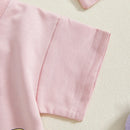 Adorable Toddler Easter Bunny Romper Set with Matching Headband - Cute Short Sleeve Letter Print Jumpsuit for Baby Girl