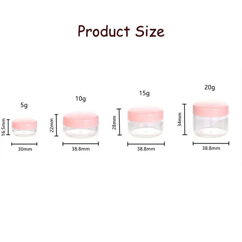 5-20g Make Up Jar Cosmetic Sample Empty Container Small Refillable Bottles Plastic Round Lid Eyeshadow Cream Travel Pot