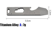 8 IN 1 MINI TC4 Titanium Alloy Crowbar Bottle Opener Graduated scale Hexagon Wrench EDC Outdoor Tools Multifunction Camping Gear
