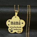 Mama Stainless Steel Chains Necklace for Women Black Enamel Statement Necklace Jewelry dia de la madre Mother's Day Gift N719S01