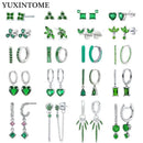 Türkis 925 Sterling Silber Ohrstecker Grüne Zirkonia Vintage Smaragd Herz/Blume Anhänger Creolen Mode Party Schmuck