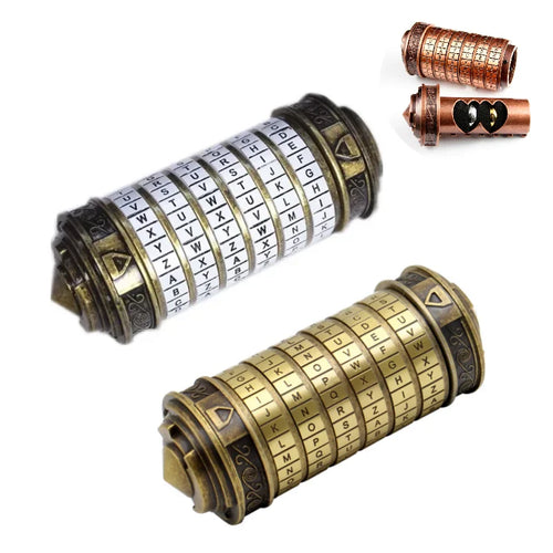 Leonardo Da Vinci Code Spielzeug Metall-Cryptex-Schlösser Hochzeitsgeschenke Valentinstag Geschenk Buchstabenringe Passwort Escape Chamber Requisiten