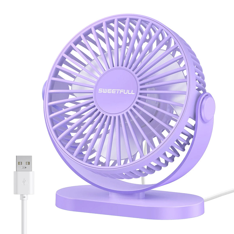 Mini Portable Fan USB Desk Fan Table Strong Airflow &Quiet Operation 3 Speed Wind 360°Rotatable Standing fans for Room Home