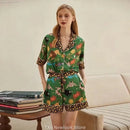 [Pink Dessert Dog] Summer Short-sleeved Pajamas Women's Ice Silk Thin Loose Large Size Home Clothes Two-piece Suit