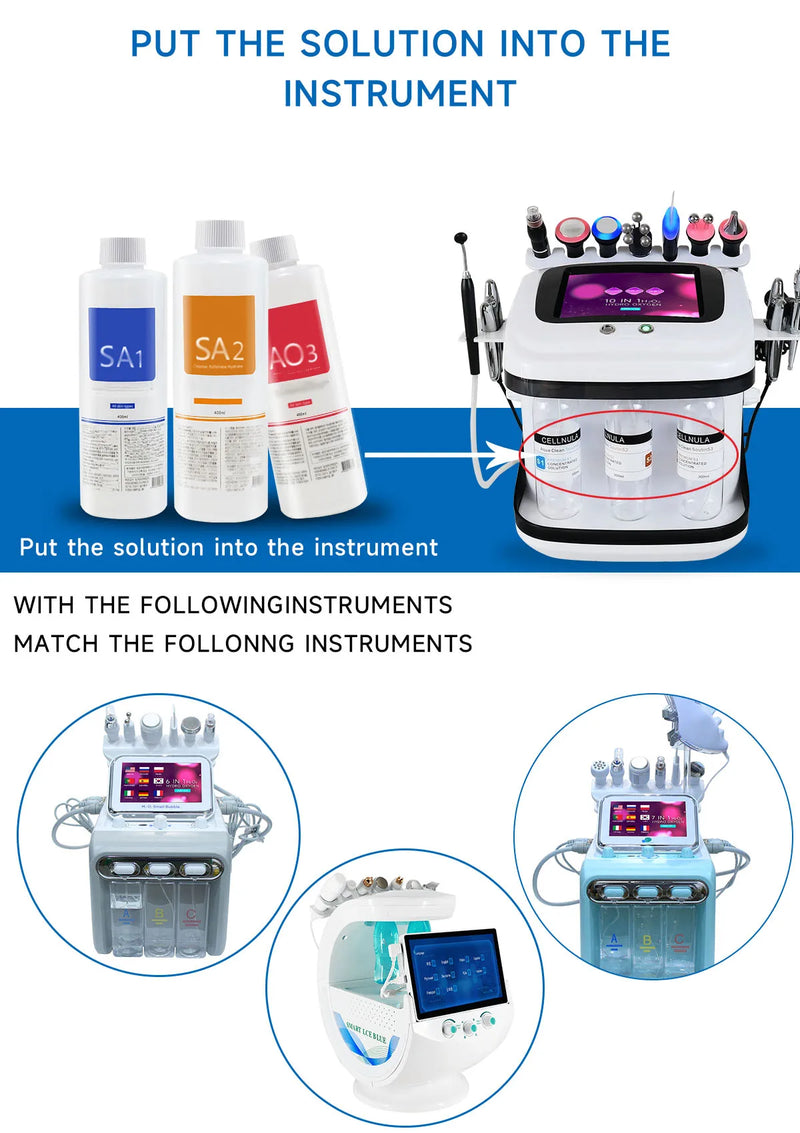 NEWGAGA 3pcs Water Facial Skin Care Face Serum Aqua Peeling Solution 400ml For Facial Machine Deep Cleaning Skin Rejuvenation