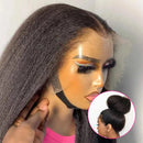 CEXXY 250% Kinky Edge Hairline 360 Full Lace Frontal Wigs Kinky Straight Human Hair with Baby Hair Pre Plucked HD Yaki Straight