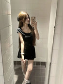 New Women Slim Temperament Purple Black Mini Dress Sexy Summer Knit Waist Skirt Spice Girls Dresses Bodycon Dress High Quality