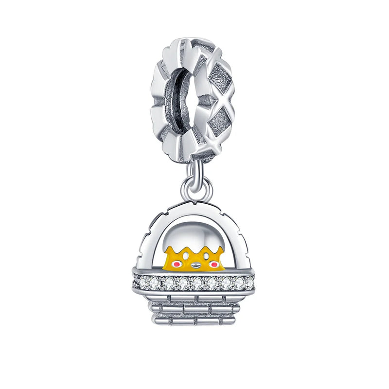 Hot Original Pendant S925 Sterling Silver Rabbit Charm Fit 3mm Bracelet Diy For Women Classic Easter egg beads Daily Gift Fine