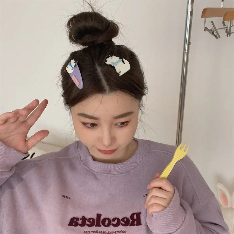 Animal Cartoon Mini Hair Clip Kawaii Korean Style Cute Barrettes Set Candy Color Princess Series Bear BB Clip Hair Styling Tool