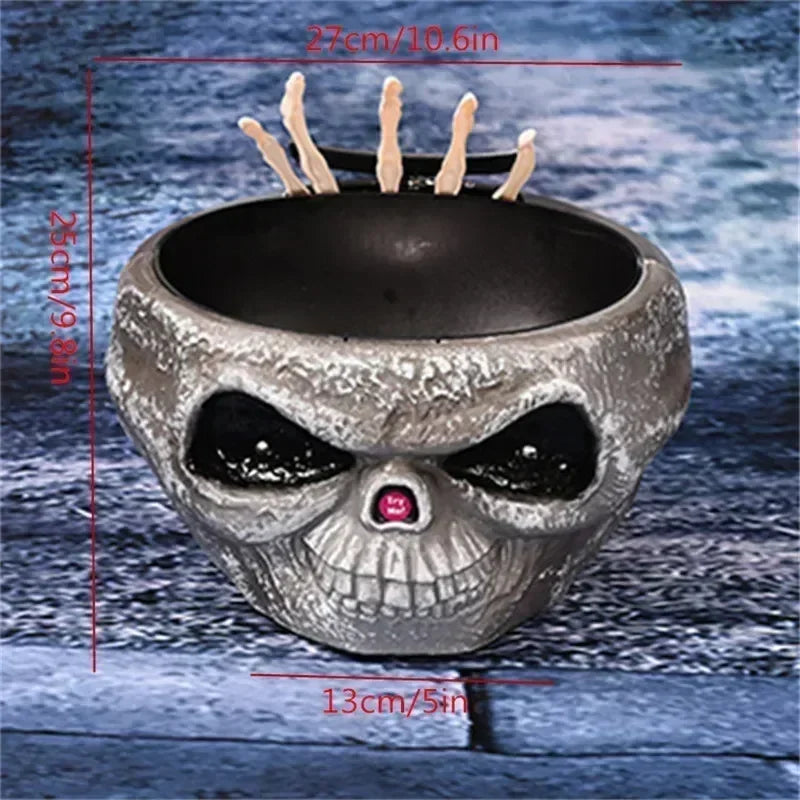 Halloween Electric Toy Candy Bowl with Jump Skull Hand Scary Eyes Party Creepy Decoration Haunted Skull Bowl Ktv Bar Horror Prop