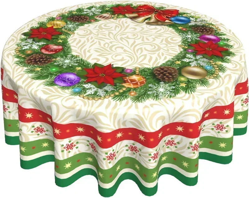 Christmas Table Cloth Red Round Christmas Tablecloth 60 Inch Washable Reusable Winter Snowflake Tablecloth for Holiday Party