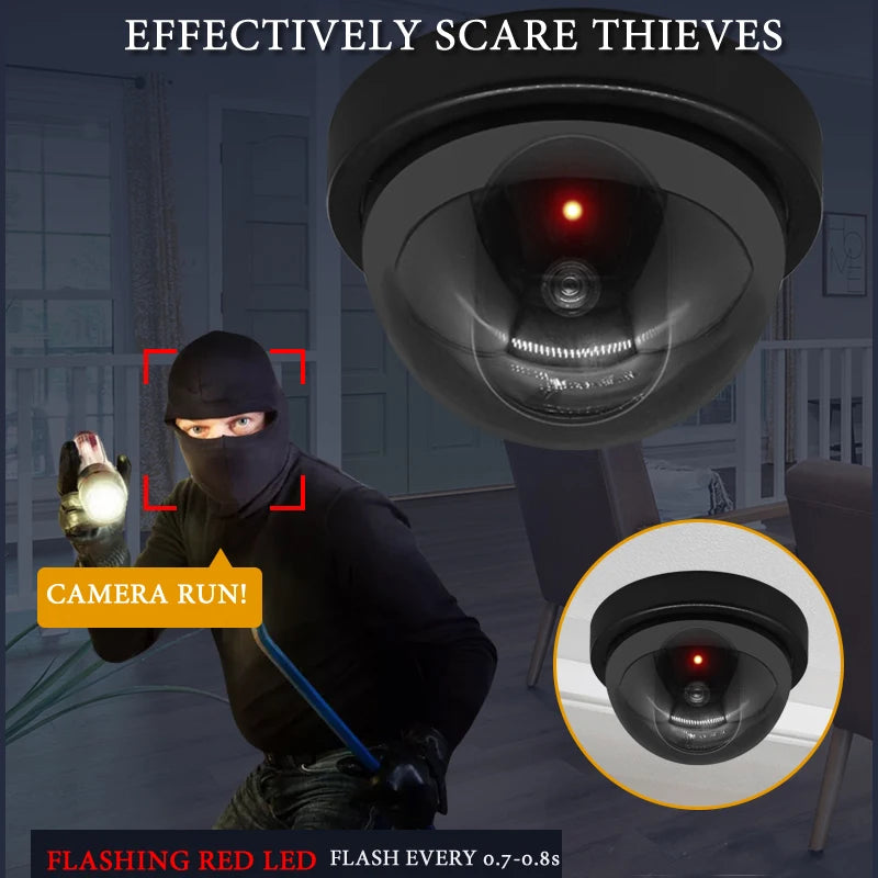 Creative Black Plastic Dome CCTV Dummy Camera Flashing Led Fake Camera Power Via AA Battery Surveillance Security System