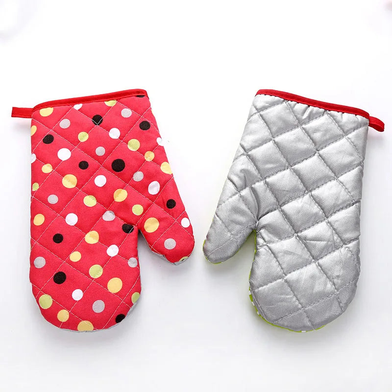 Mitten Microwave Oven Glove Non Slip Household Thickened Insulated Baking Heat Resistant Gloves Oven Mitts Cute Kitchen Tool