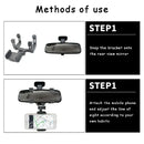 360 Car Phone Holder Rearview Mirror Mount Bracket Navigation GPS Mobile Stand Clip Foldable Adjustable Car Cell Phone Support