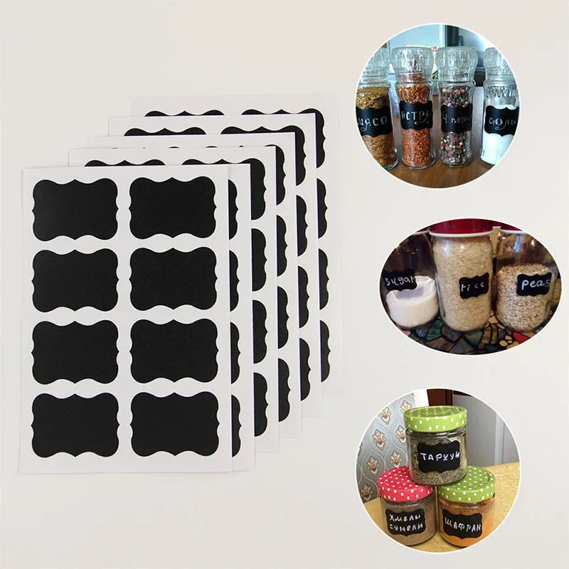 Chalkboard Labels And Pens Kitchen Jar Stickers Spice Labels Kitchen Sorting Stickers Reusable Jam Labels Erasable Stickers