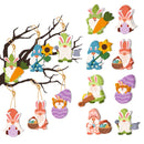 8/16pcs Easter Bunny Ornaments Easter Egg Gnome Carrot Paper Cards Decor Tree Hanging Pendant Spring Easter Decorations for home