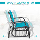 Outdoor Glider with Comfort Curved Armrests and Steel Frame, Blue
