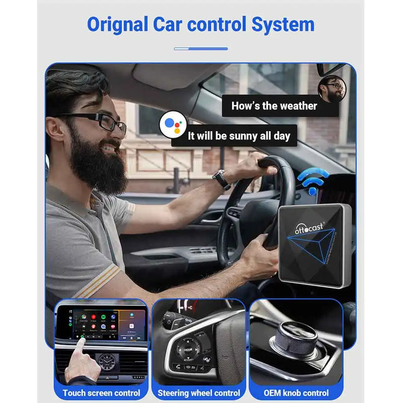 OTTOCAST A2Air Pro Wired to Wireless Android Auto Adapter Smart Box Car Bluetooth Accessories for VW Toyota Benz for Samsung