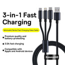 Baseus 3 in 1 USB Cable Type C Cable For Samsung Xiaomi Mi 9 Huawei Cable For iPhone 13 12 11 Phone Charger Micro USB Data Cable
