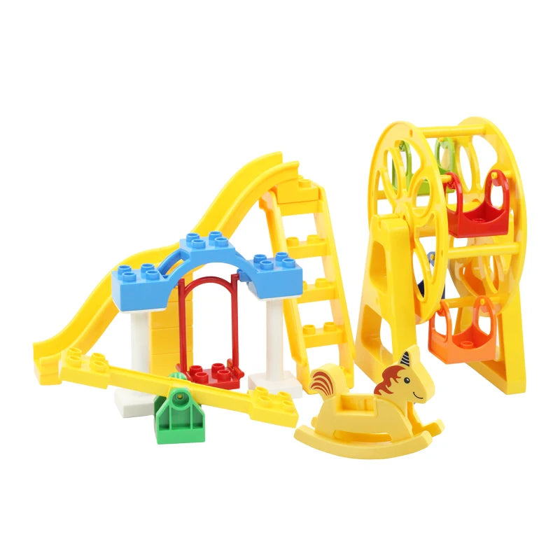 Big Building Blocks Playground Pipeline Parts Slide Ladder Swing  Compatible Bricks Sets Baby Assemble Education Montessori Toys